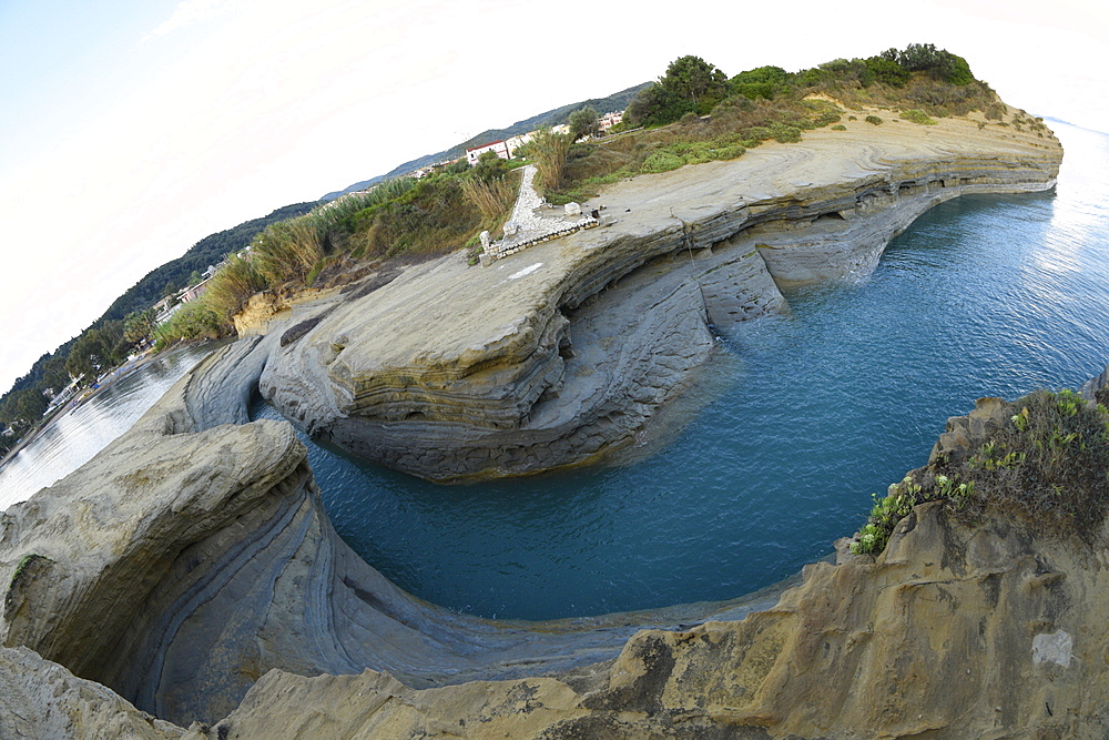 Famous Channel of Love (Canal D'amour) in Sidari, Corfu, Greece