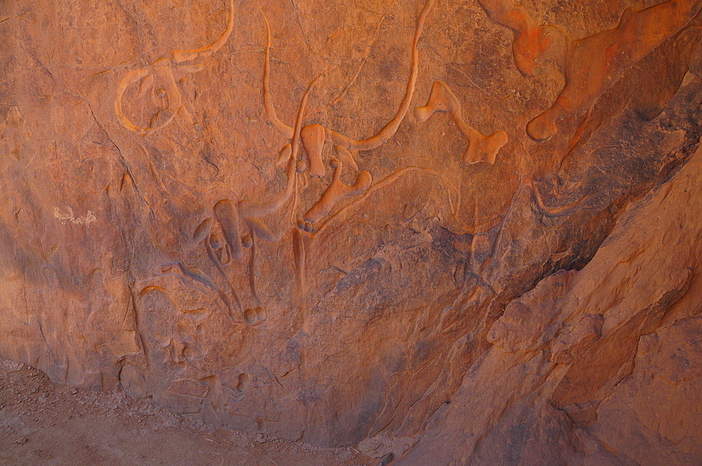 Prehistoric rock carving in Tassili N'Ajjer National Park, Algeria