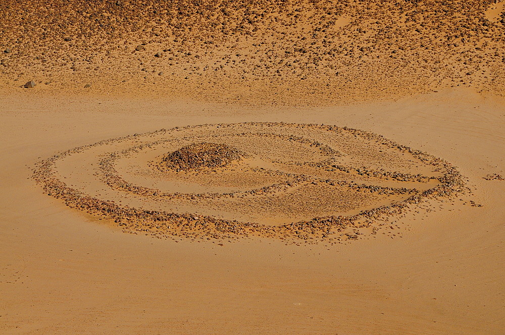 Preislamic keyhole tomb of Touareg noble, Tadrart Desert, Algeria