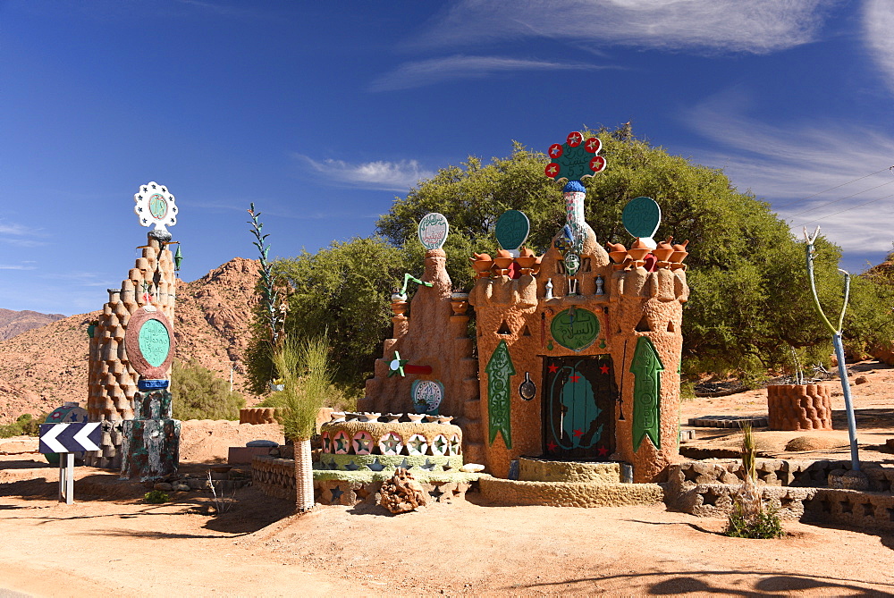 Gate to the local artisan shop, Tafraout, Morocco, North Africa, Africa