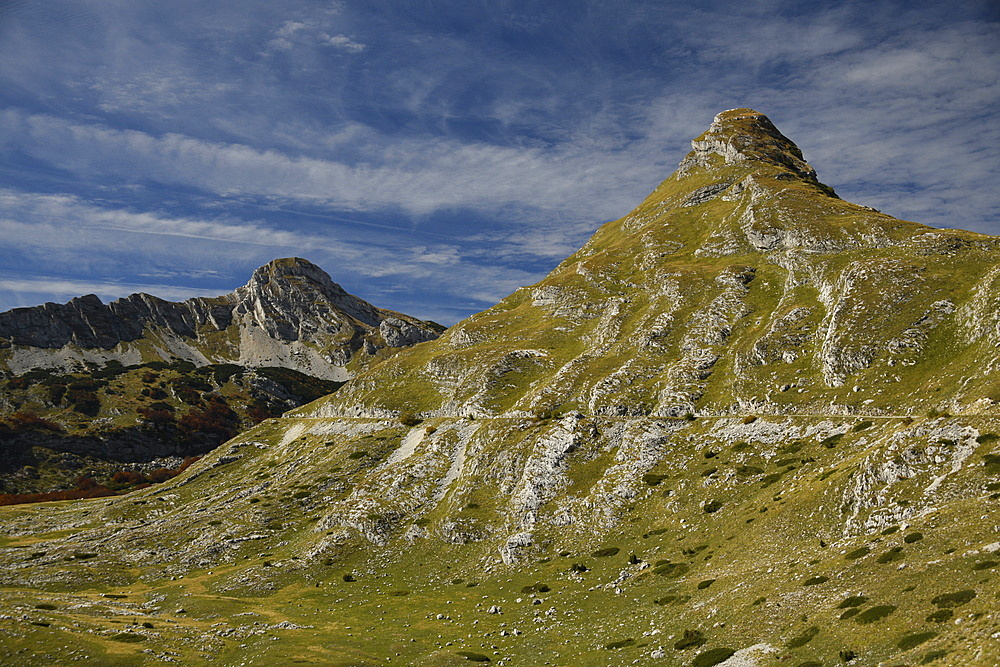 Picturesque view on Mountains of Durmitor National Park along Durmitor Panoramic Route, Durmitor, Montenegro