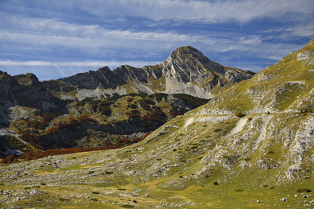 Picturesque view on Mountains of Durmitor National Park along Durmitor Panoramic Route, Durmitor, Montenegro