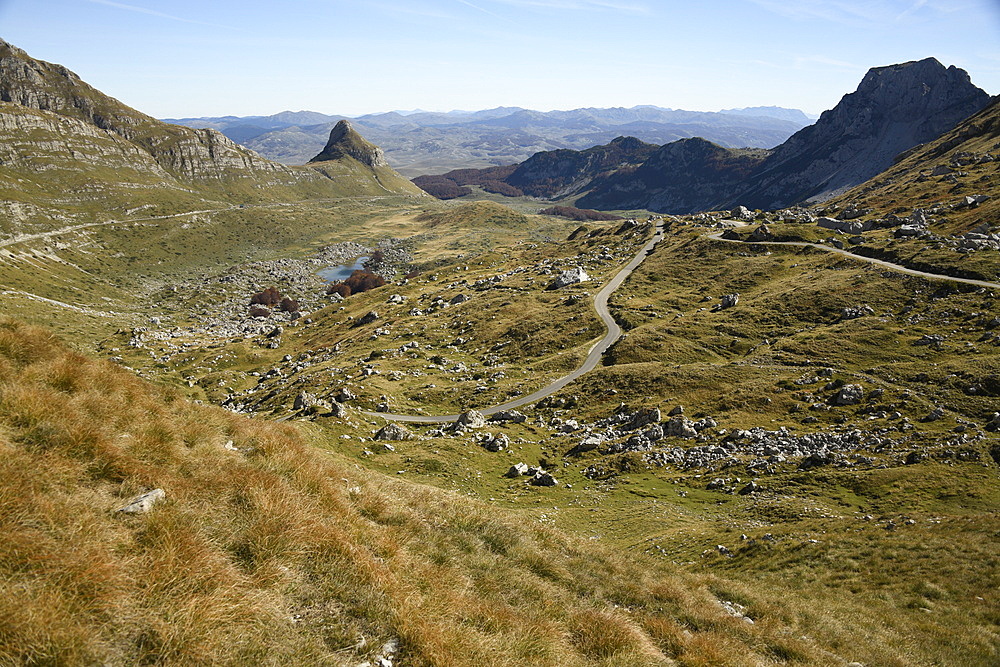 Picturesque view on Mountains of Durmitor National Park along Durmitor Panoramic Route, Durmitor, Montenegro