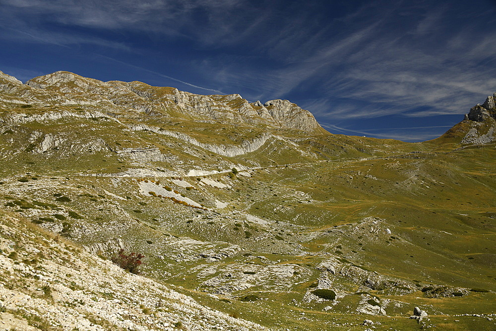 Picturesque view on Mountains of Durmitor National Park along Durmitor Panoramic Route, Durmitor, Montenegro