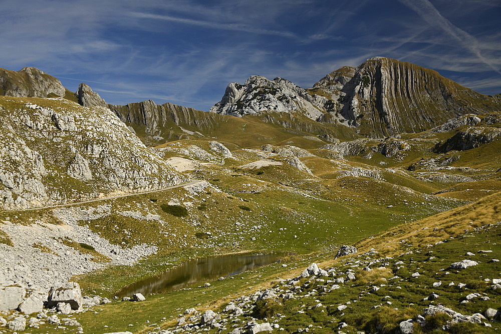 Picturesque view on Mountains of Durmitor National Park along Durmitor Panoramic Route, Durmitor, Montenegro