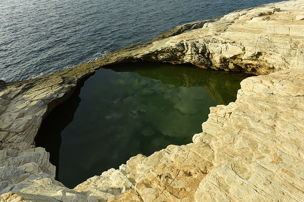 Giola Lagoon, a natural rocky pool, Thassos, Greek Islands, Greece, Europe