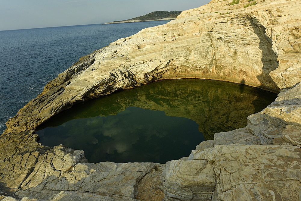 Giola Lagoon, a natural rocky pool, Thassos, Greek Islands, Greece, Europe