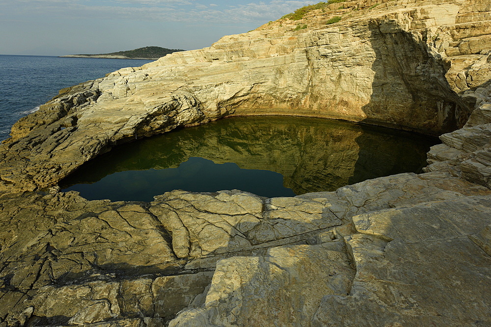 Giola Lagoon, a natural rocky pool, Thassos, Greek Islands, Greece, Europe