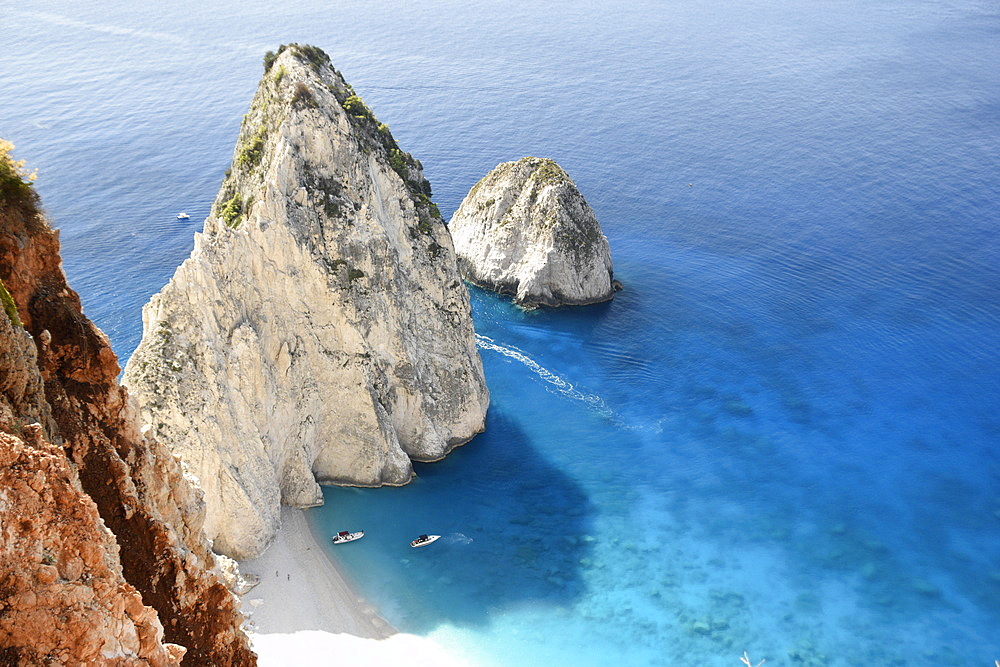 Elevated view on Myzithres Beach, Zakhyntos, Greece