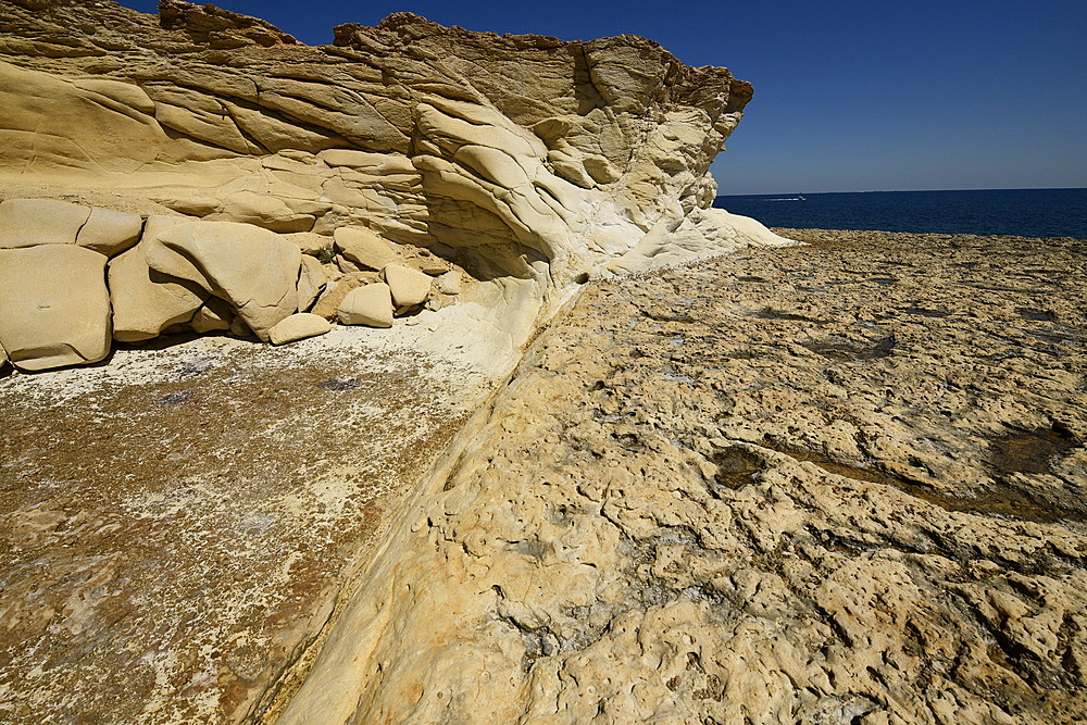 Rocky coast near Peter's Pool, Marsaxlokk, Malta, Mediterranean, Europe