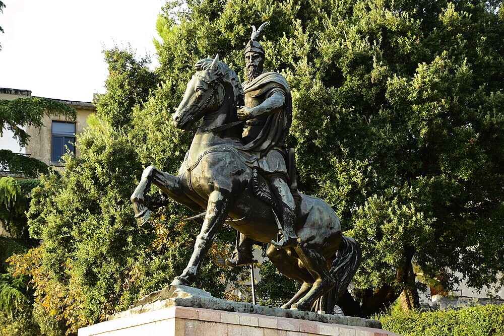 The monument of Skanderberg, Kruje, Albania, Europe