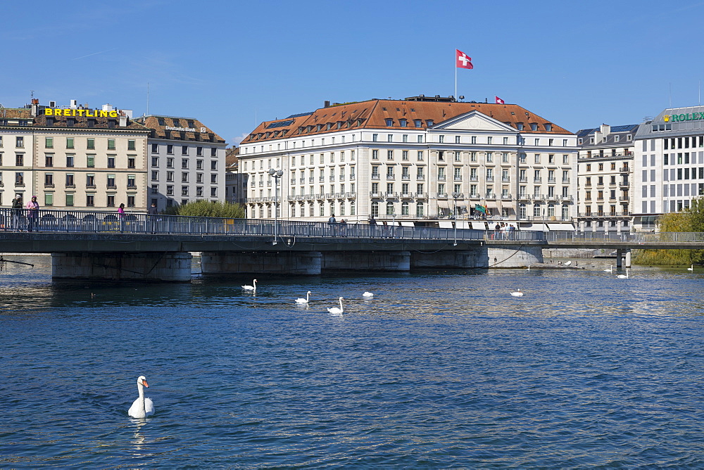 Promenade at River Rhone, Geneva, Switzerland, Europe