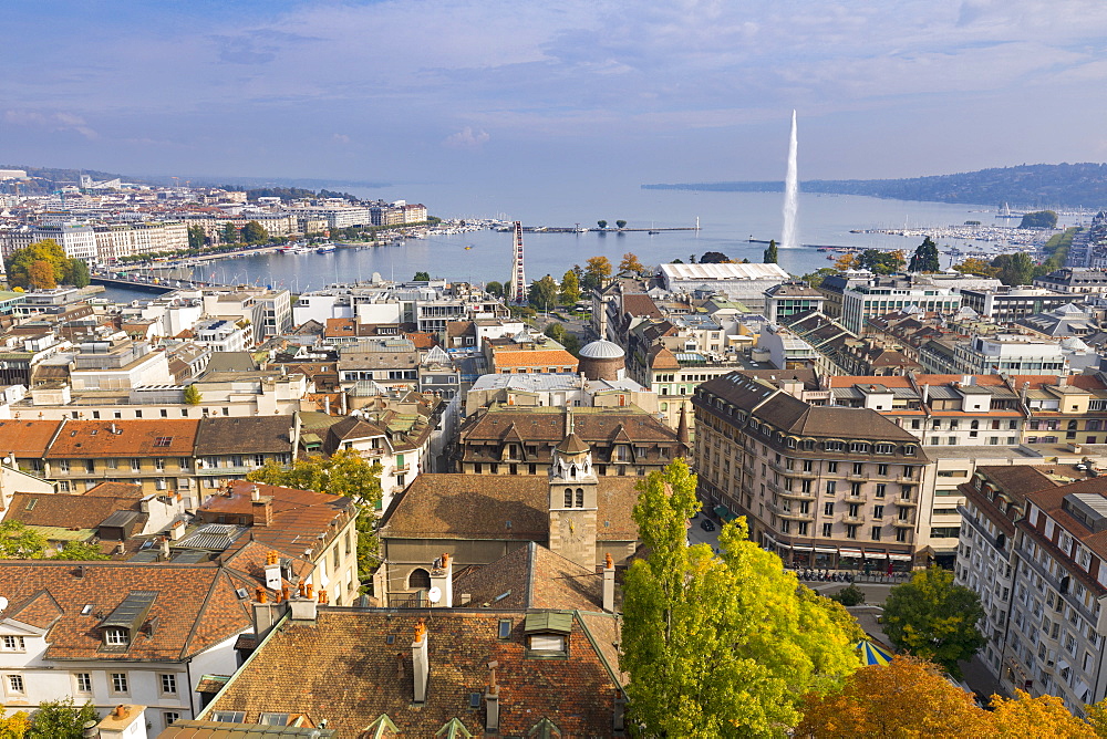 Town view from St. Peter's Cathedral, Geneva, Switzerland, Europe