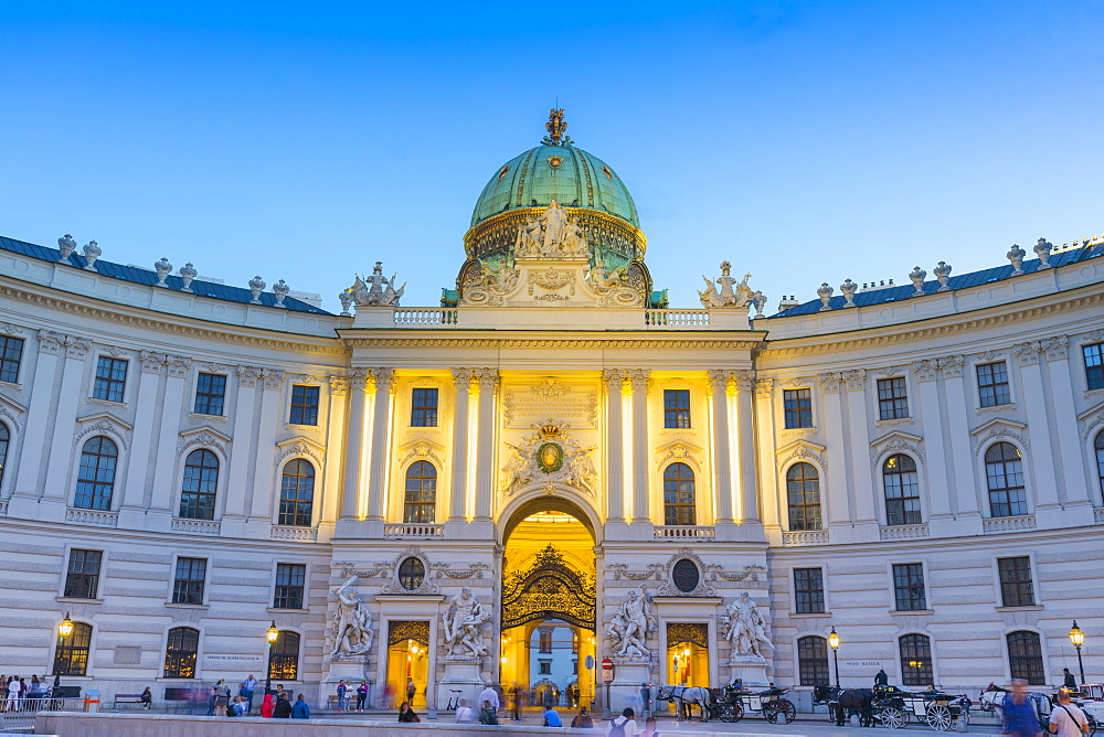 Hofburg Palace at dusk, Vienna, Austria, Europe