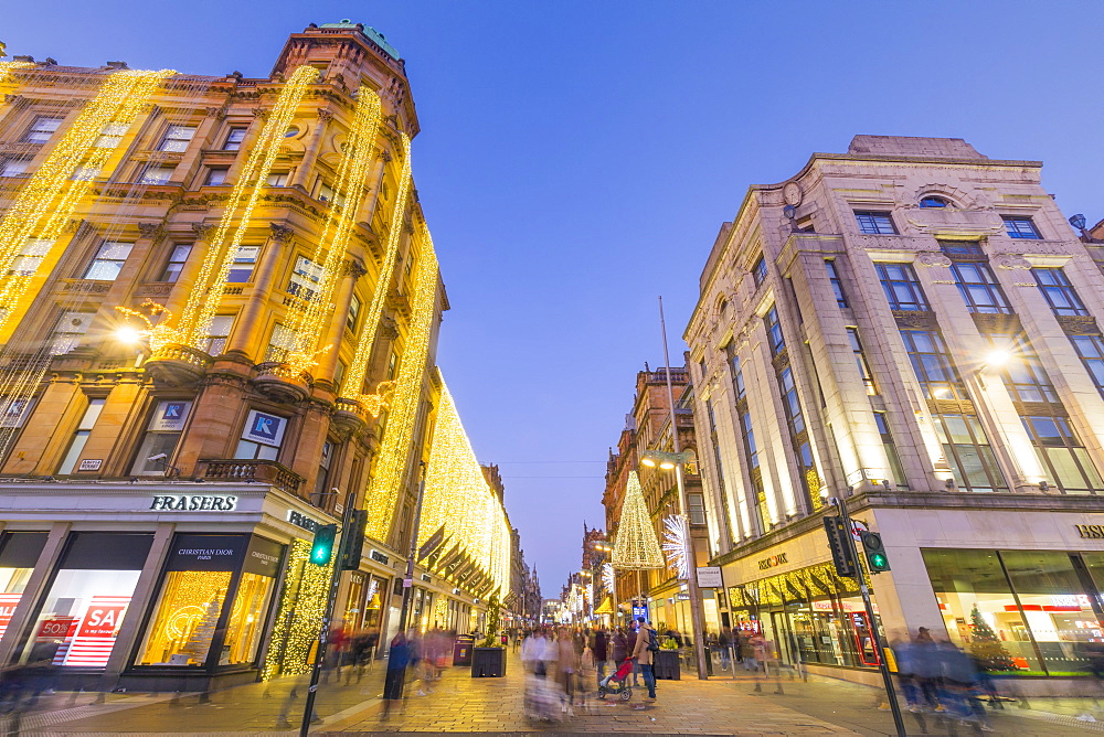 Buchanan Street at Christmas, City Centre, Glasgow, Scotland, United Kingdom, Europe