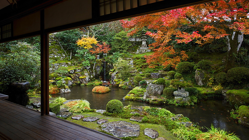 Japanese garden in autumn, Ohara valley, Kyoto, Japan, Asia