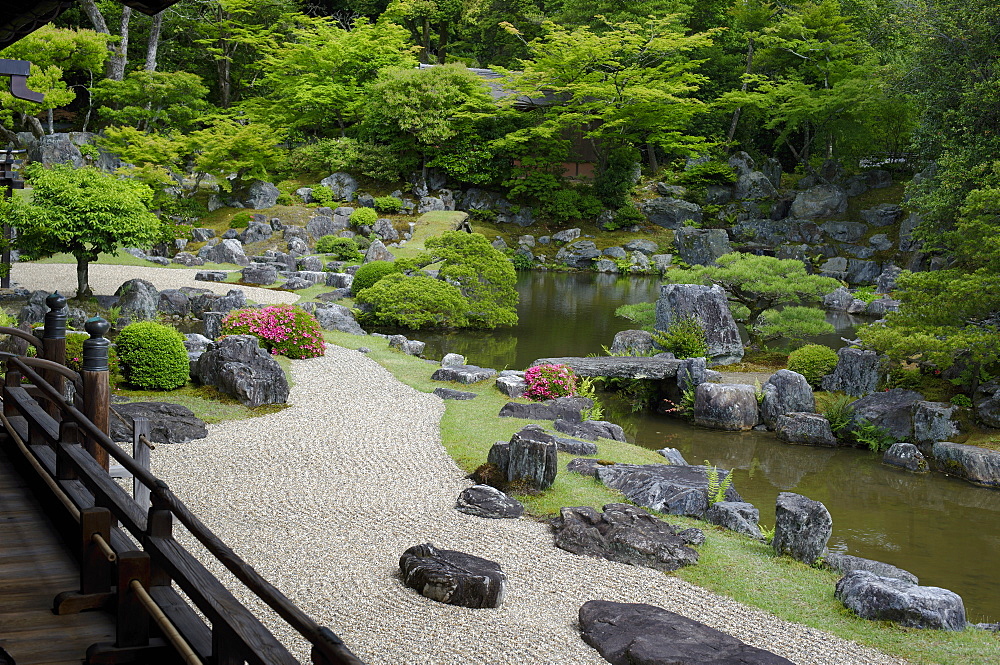 The rock garden of Sanpo-in temple, Kyoto, Japan, Asia