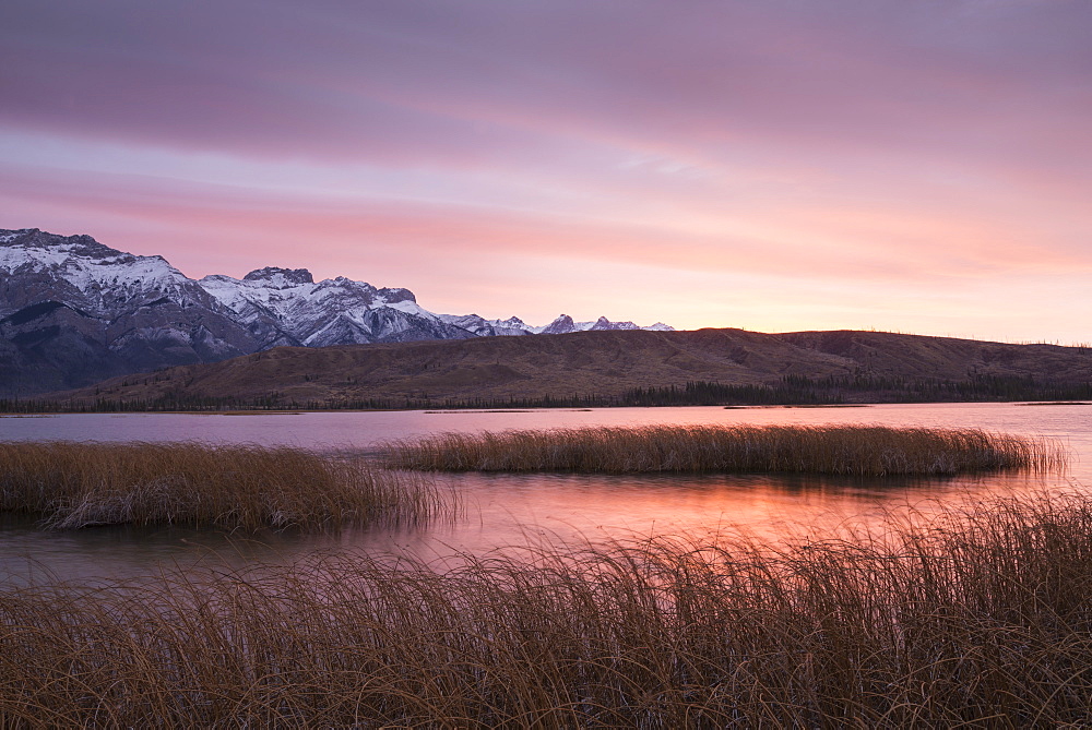 Sunrise over Canadian Rockies, Talbot Lake, Jasper National Park, UNESCO World Heritage Site, Alberta, Canada, North America