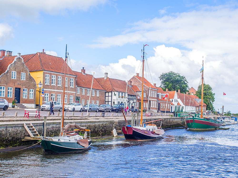 Ribe's riverfront wharf, Ribe, Jutland, Denmark, Europe