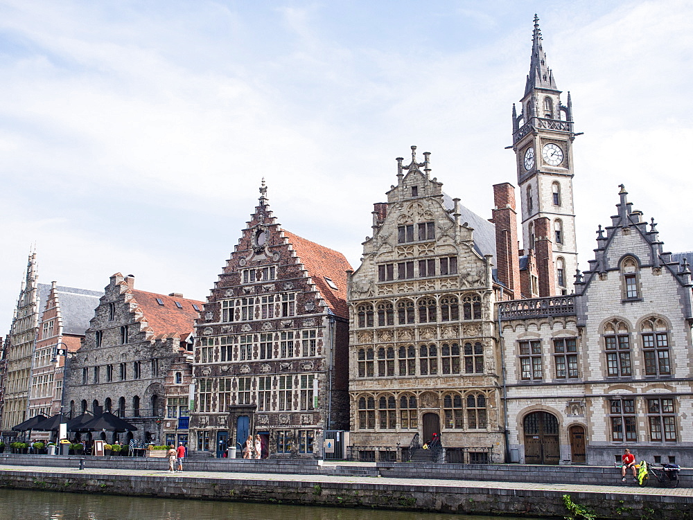 Riverside scene, Ghent, Belgium, Europe