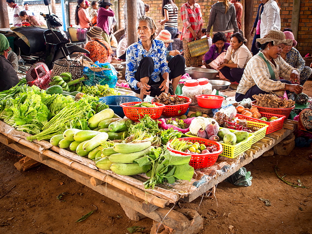 Small market in a country town near Tonle Sap lake, Cambodia, Indochina, Southeast Asia, Asia