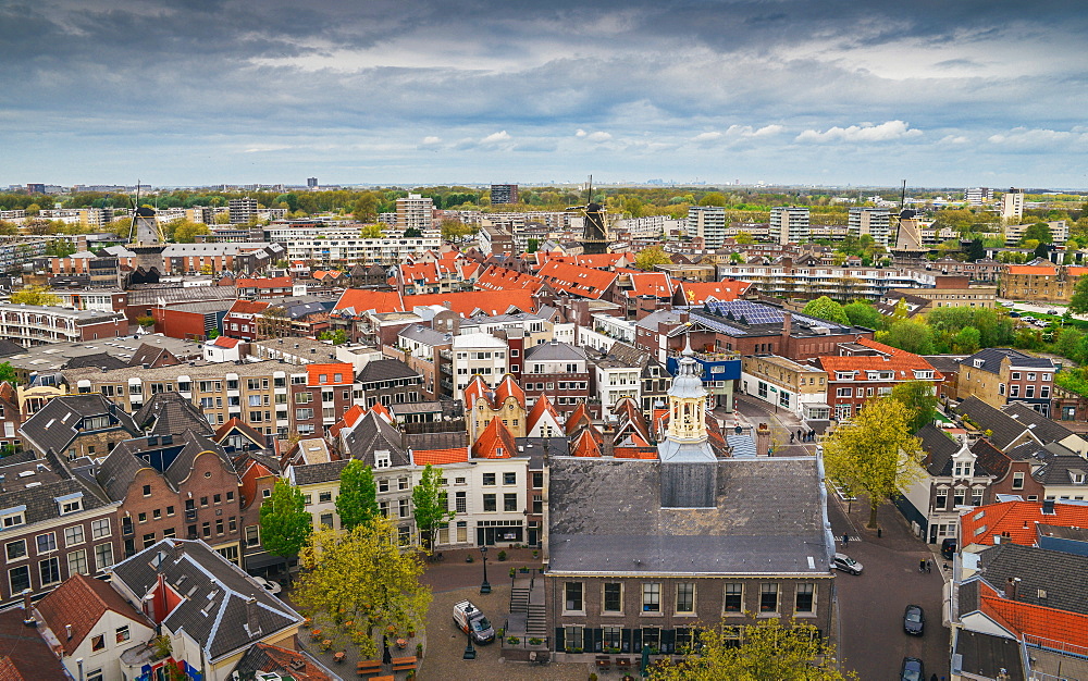 Aerial view of Schiedam, Netherlands, Europe