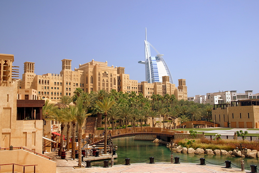 The Madinat Jumeirah Hotel canal, Dubai, United Arab Emirates, Middle East