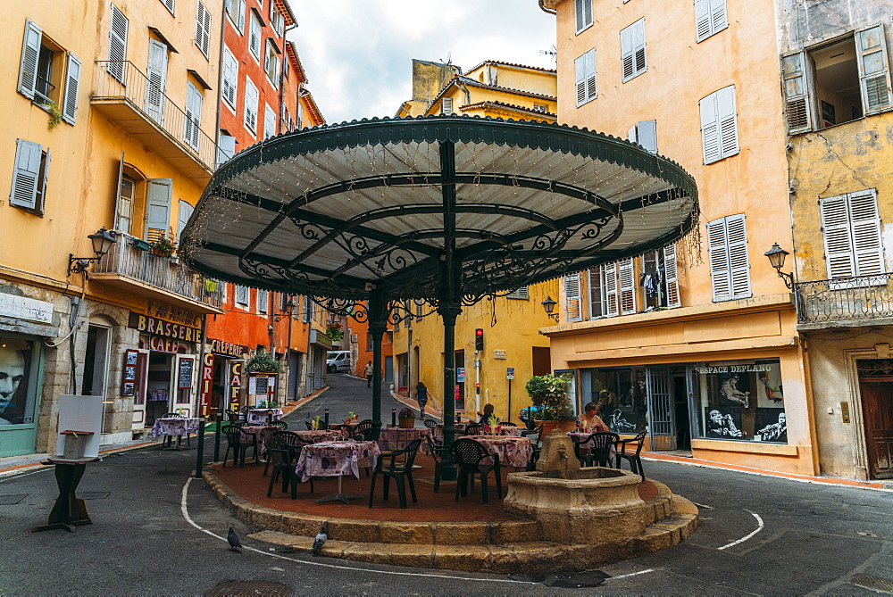 Traditional art nouveau-style terrace, Grasse, Cote d'Azur, Provence, France, Europe