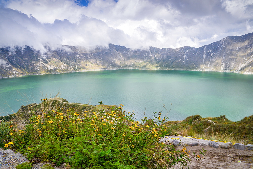 Quilotoa, a water-filled caldera and the most western volcano in the Ecuadorian Andes, Ecuador, South America