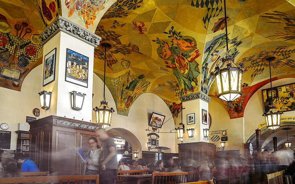 Long exposure of famous Hofbrauhaus Beer Hall in Munich, Bavaria, Germany, Europe