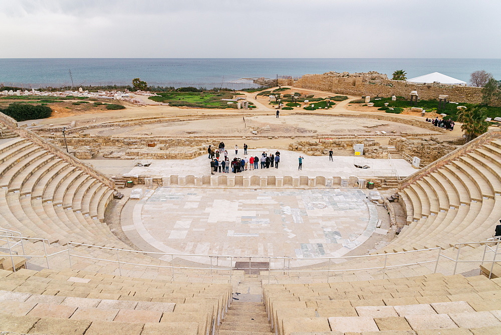 The ancient Roman amphitheatre in Caesarea, Israel, Middle East