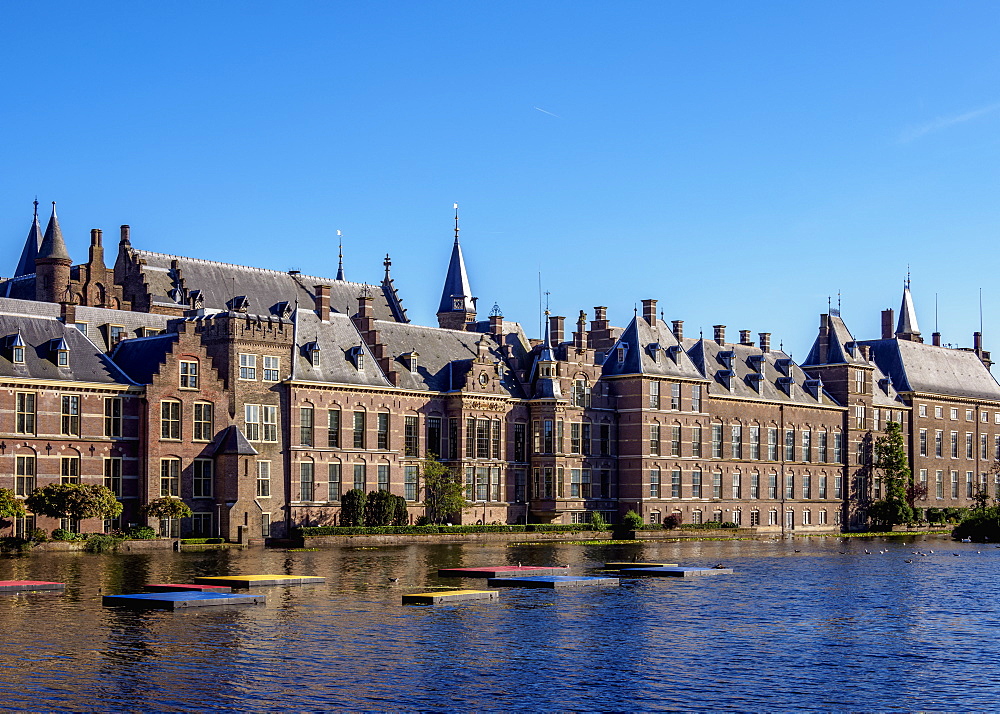 Hofvijver and Binnenhof, The Hague, South Holland, The Netherlands, Europe