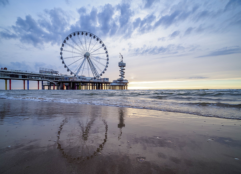 Pier and Ferris Wheel in Scheveningen, The Hague, South Holland, The Netherlands, Europe