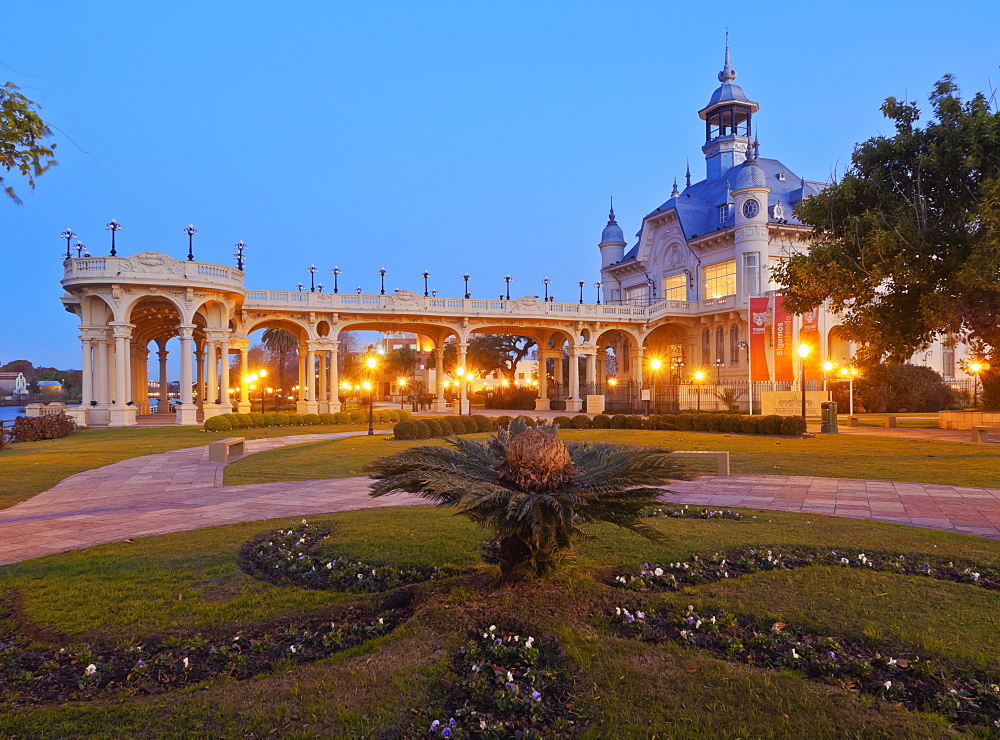 Twilight view of the Municipal Museum of Fine Art, Tigre, Buenos Aires Province, Argentina, South America