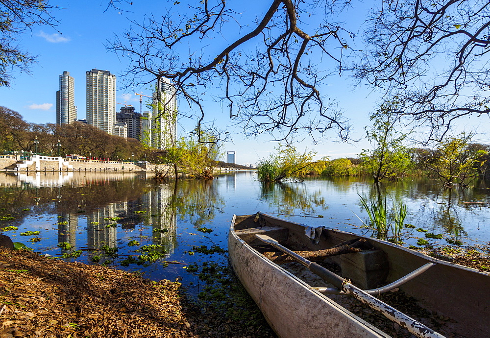 View of Laguna de los Coipos and High Rise Buildings in Puerto Madero, City of Buenos Aires, Buenos Aires Province, Argentina, South America