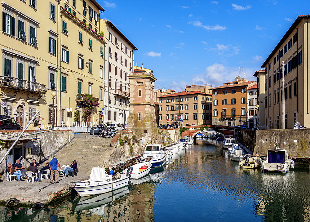 Canal in Venezia Nuova, Livorno, Tuscany, Italy, Europe