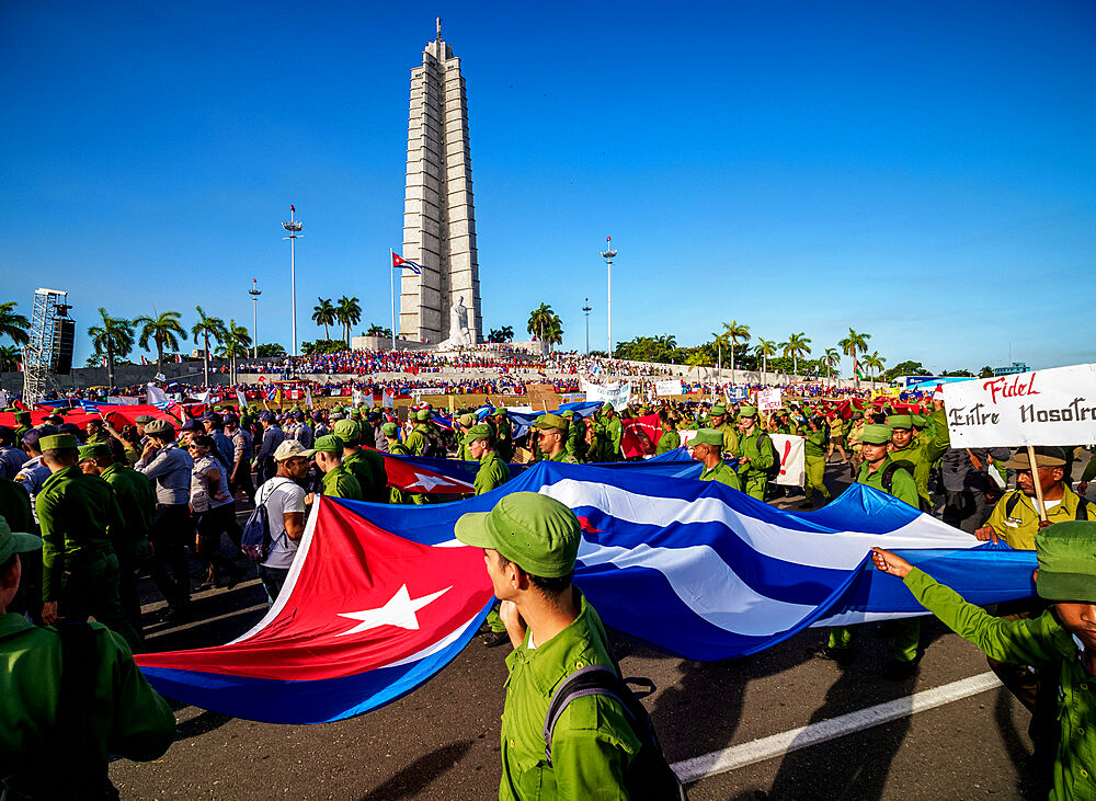 1st of May Labour Day Parade, Plaza de la Revolucion (Revolution Square), Havana, La Habana Province, Cuba, West Indies, Caribbean, Central America