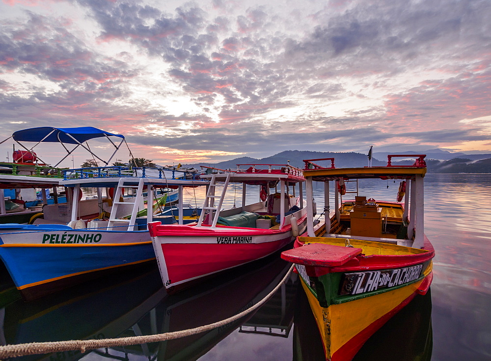 Sunrise over the port in Paraty, State of Rio de Janeiro, Brazil, South America