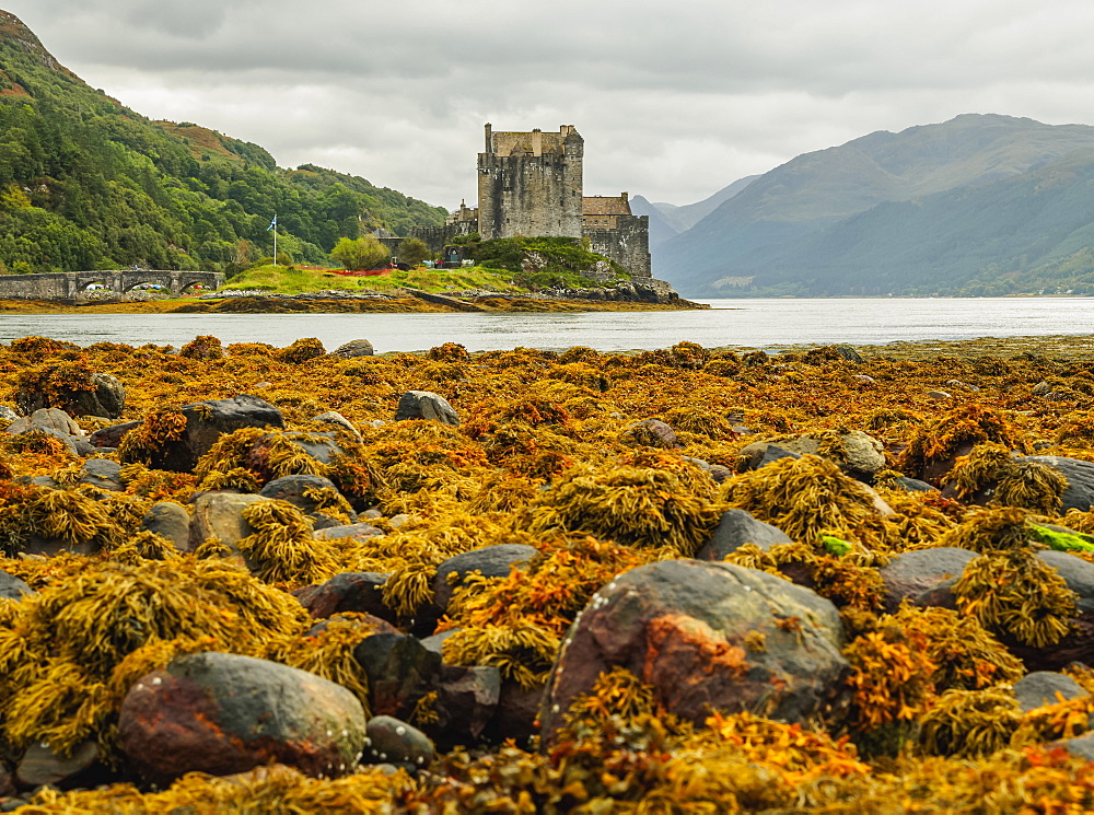 View of the Eilean Donan Castle, Dornie, Highlands, Scotland, United Kingdom, Europe