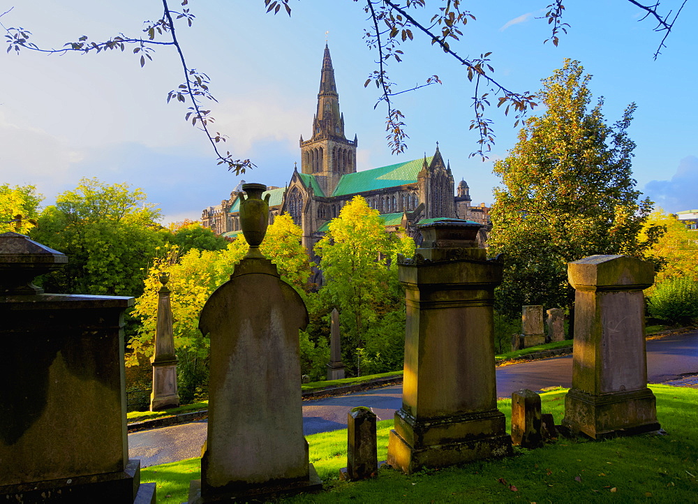 The Necropolis, view towards The Cathedral of St. Mungo, Glasgow, Scotland, United Kingdom, Europe