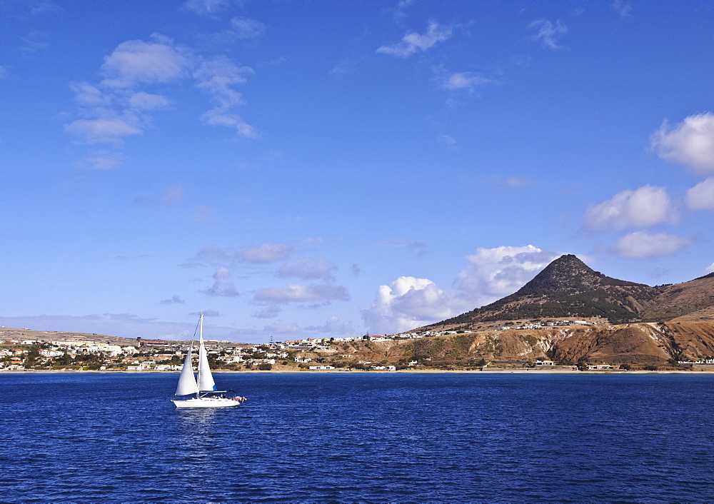 View towards the coast of the Porto Santo Island, Madeira Islands, Portugal, Atlantic, Europe