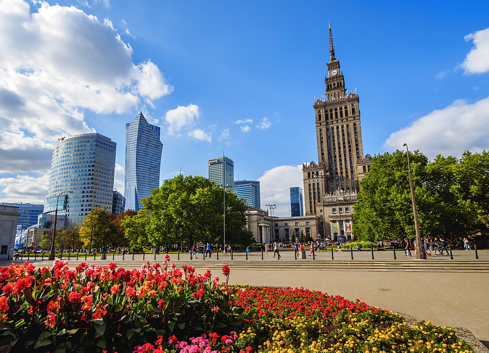 Skyscrapers with Palace of Culture and Science, City Centre, Warsaw, Masovian Voivodeship, Poland, Europe