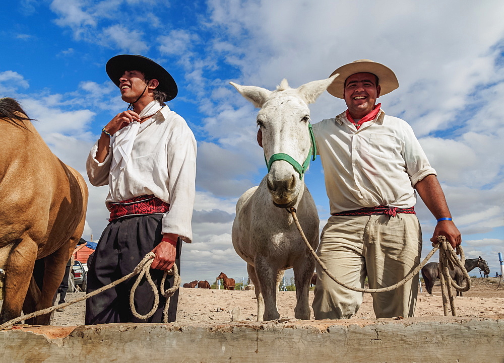 Gauchos with horses, Vallecito, San Juan Province, Argentina, South America