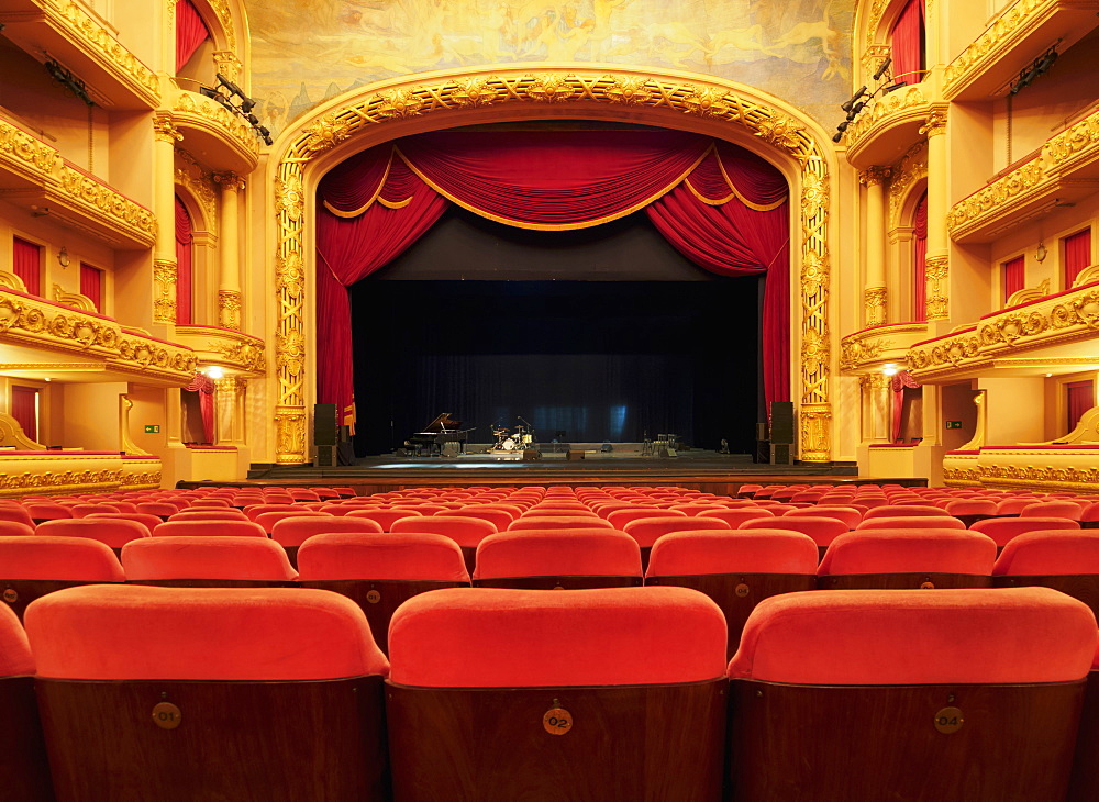 Interior view of the hall of the Theatro Municipal, Rio de Janeiro, Brazil, South America