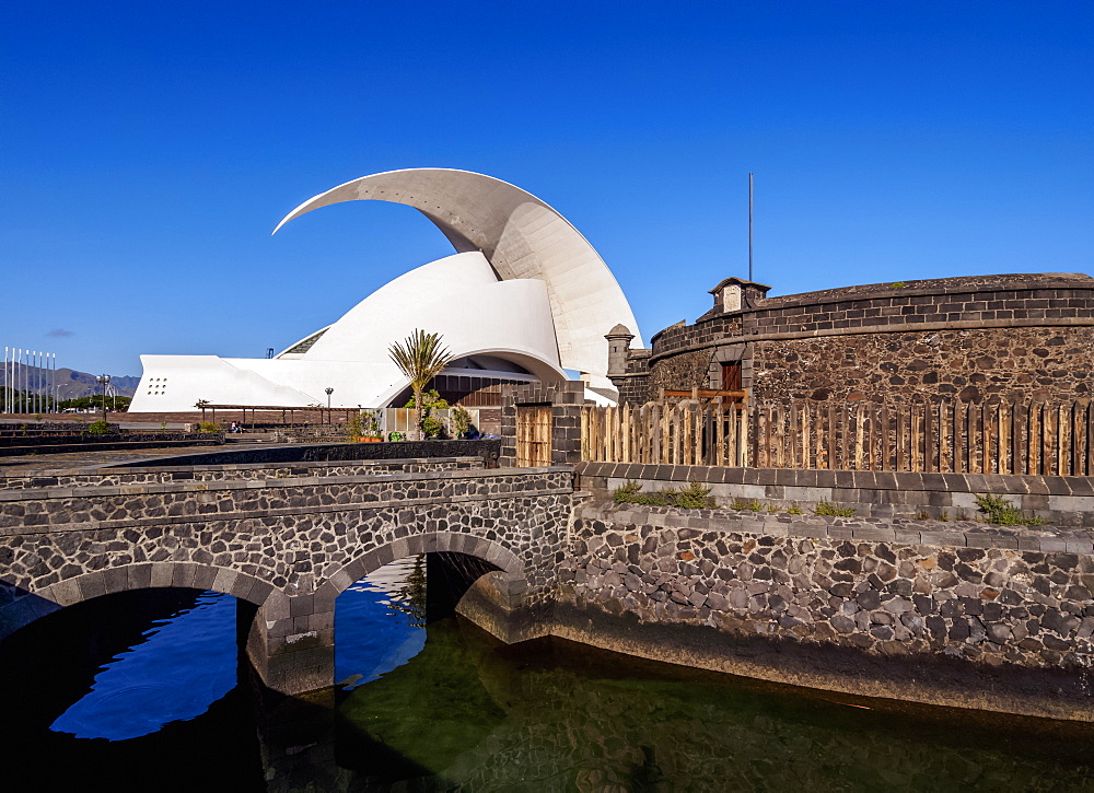 Castle of San Juan Bautista and Auditorium Adan Martin, Santa Cruz de Tenerife, Tenerife Island, Canary Islands, Spain, Europe