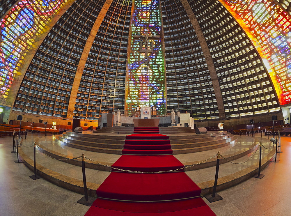 Interior view of the Metropolitan Cathedral of Saint Sebastian, Rio de Janeiro, Brazil, South America