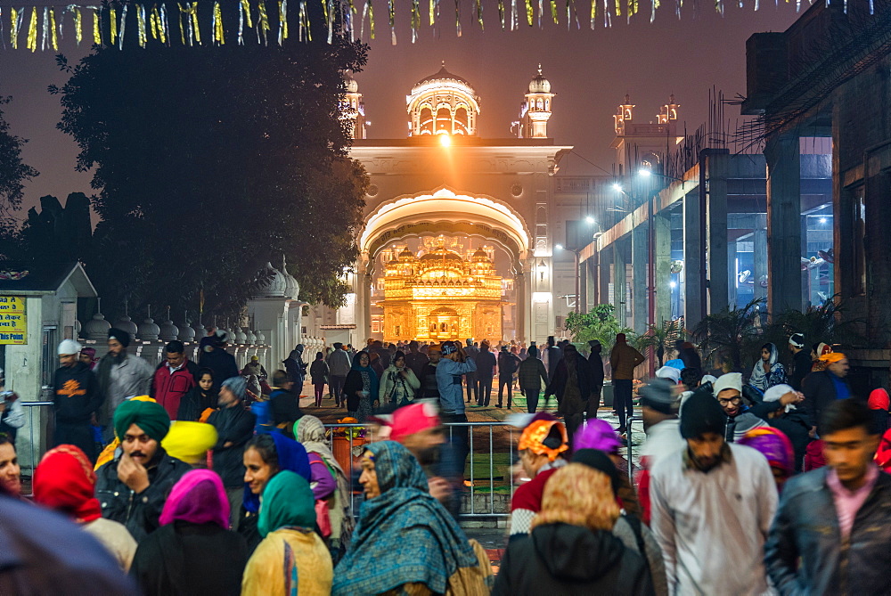 The Golden Temple at night, Amritsar, Punjab, India, Asia