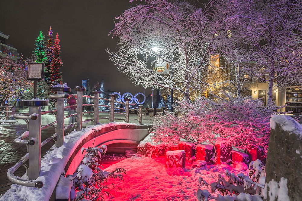 Whistler village lights, Whistler, British Columbia, Canada, North America