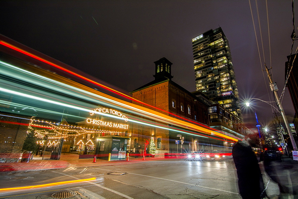 Toronto Christmas Market light trails, Toronto, Ontario, Canada, North America