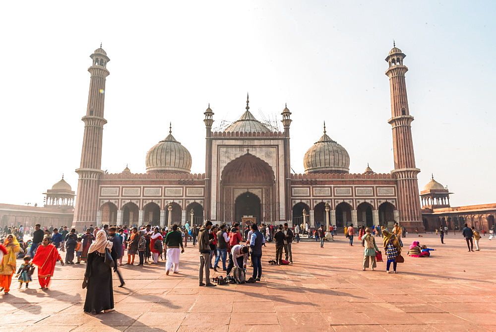 Sunset at Jama Masjid, Old Delhi, India, Asia